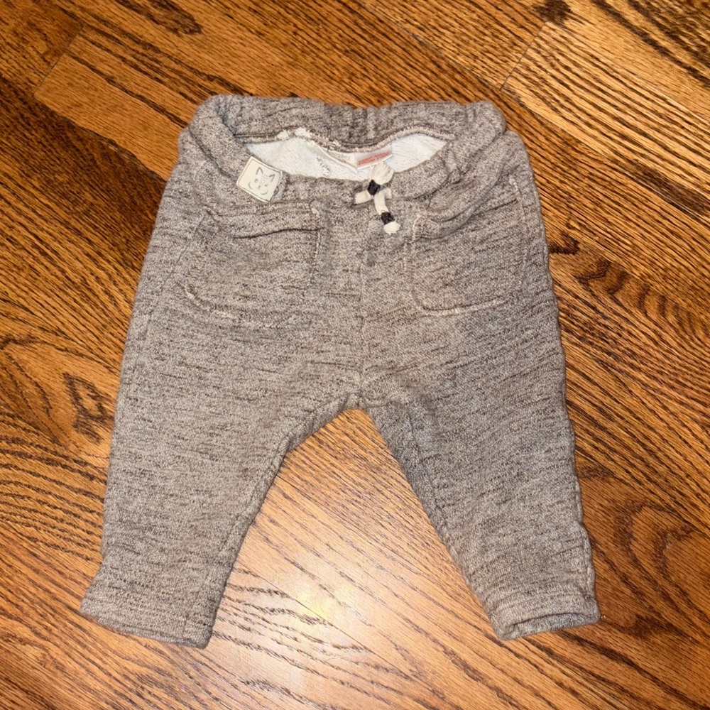 Zara Cozy Gray Knit Baby Pants